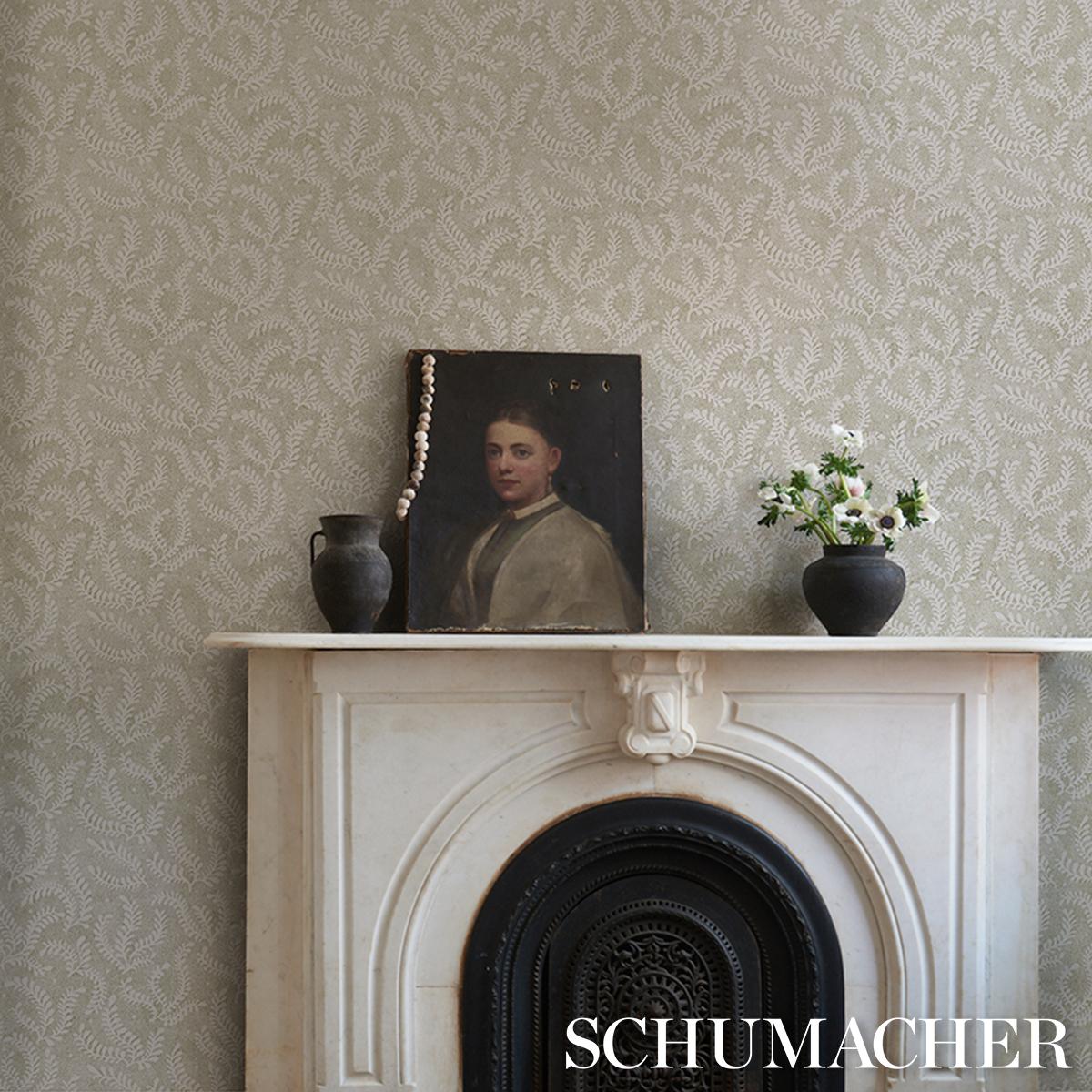 Schumacher Etched Fern Green Wallpaper