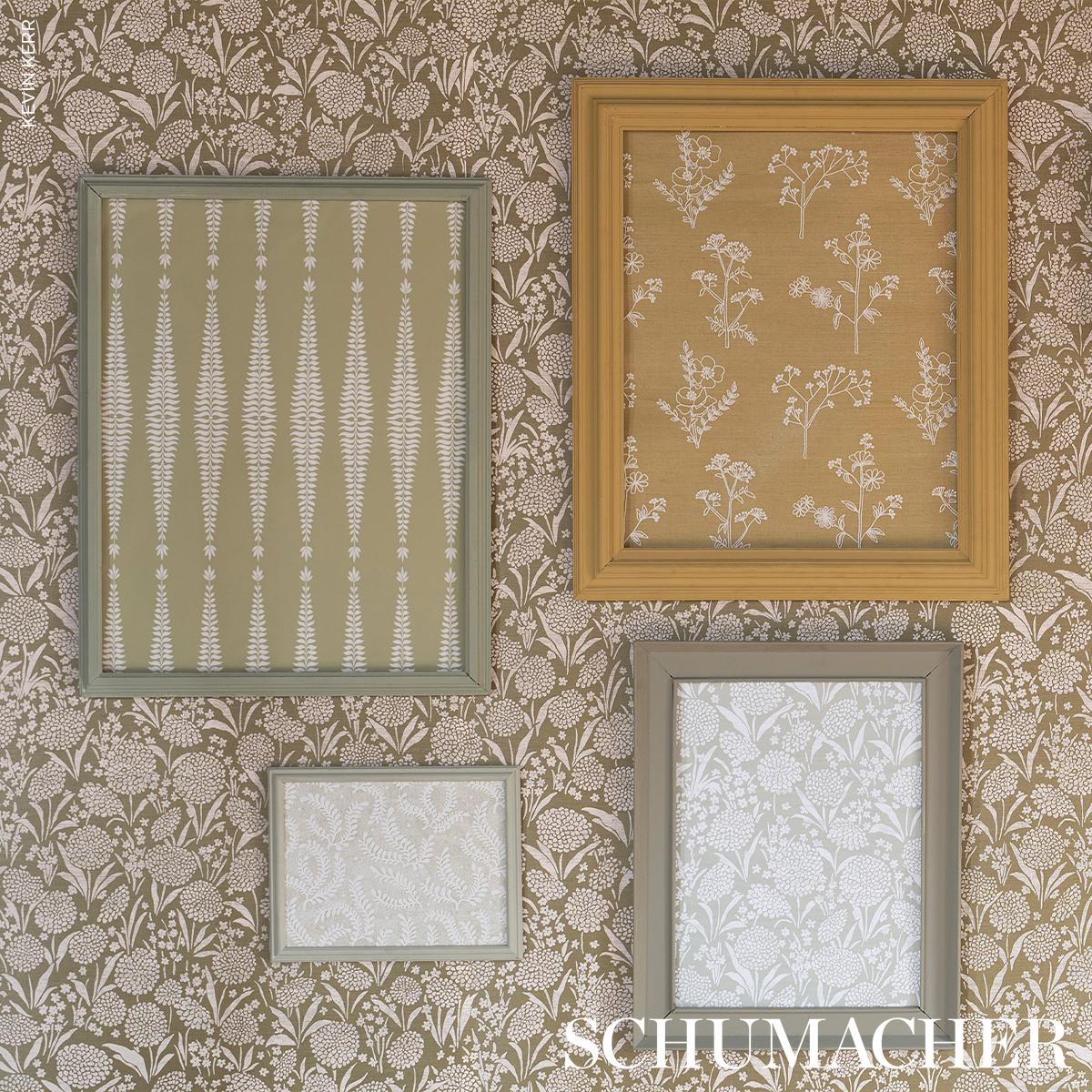 Schumacher Etched Fern Green Wallpaper