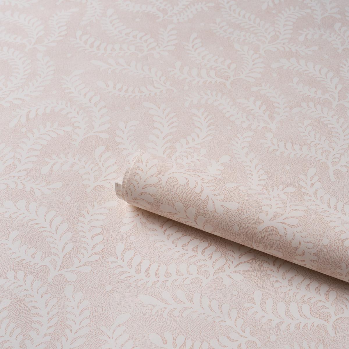 Schumacher Etched Fern Blush Wallpaper