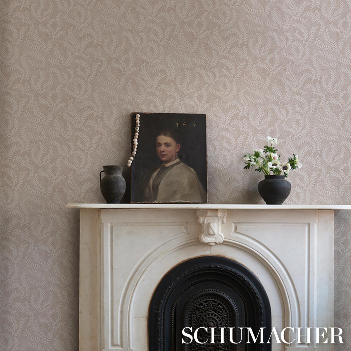 Schumacher Etched Fern Brown Wallpaper