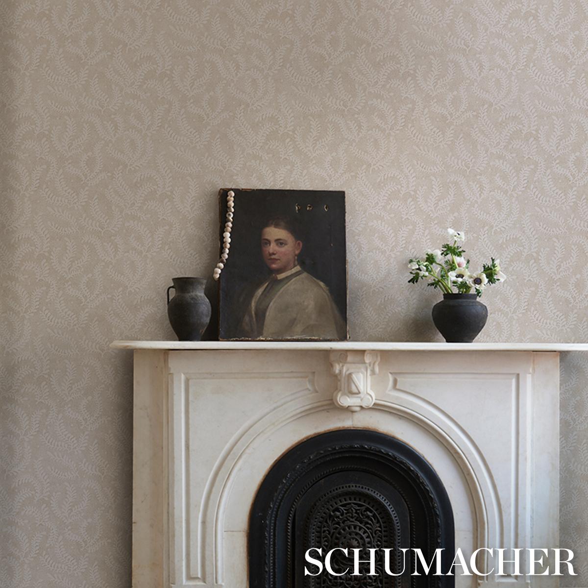 Schumacher Etched Fern Ochre Wallpaper