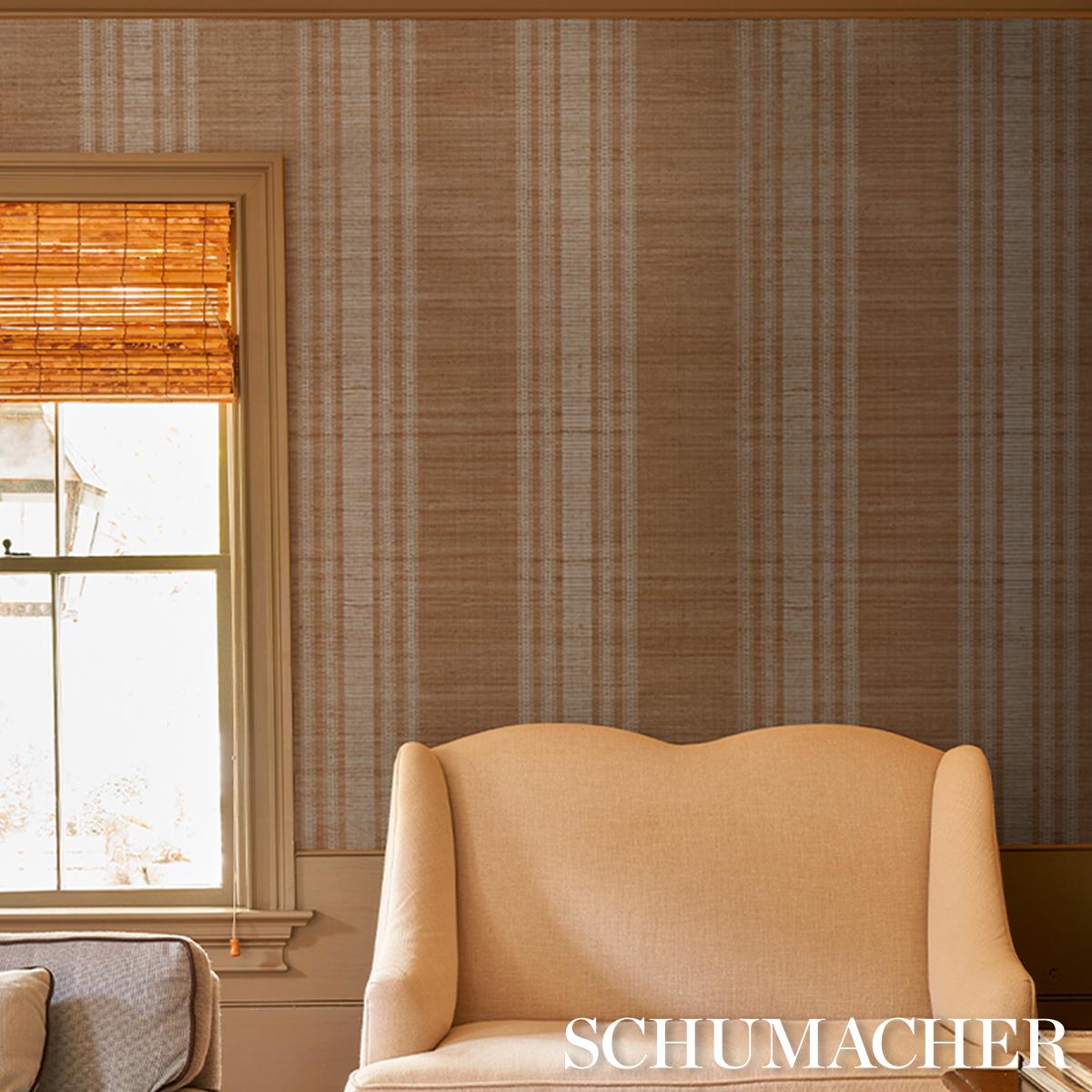 Schumacher Cassia Silk Stripe Wallcovering Neutral Wallpaper