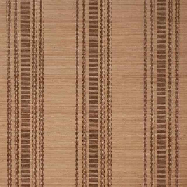 Schumacher Cassia Silk Stripe Wallcovering Walnut Wallpaper