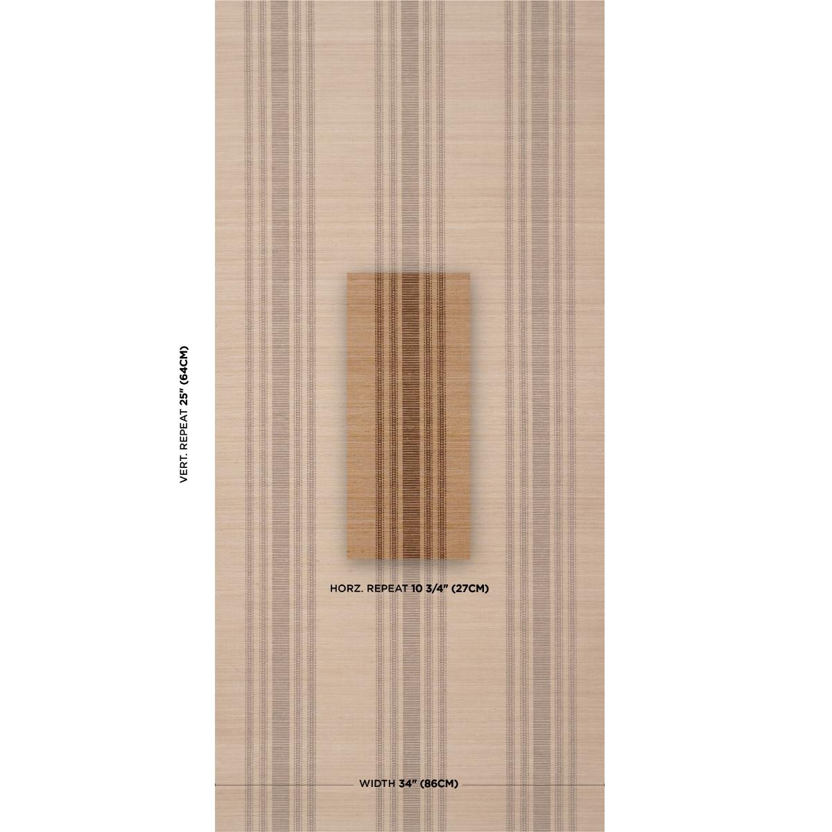 Schumacher Cassia Silk Stripe Wallcovering Walnut Wallpaper