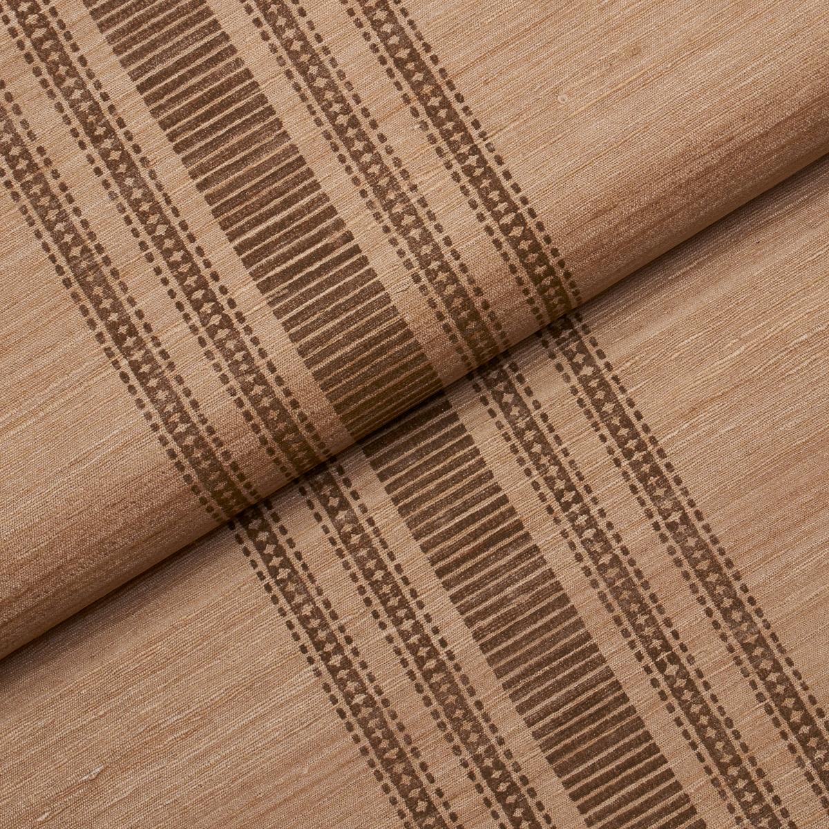 Schumacher Cassia Silk Stripe Wallcovering Walnut Wallpaper