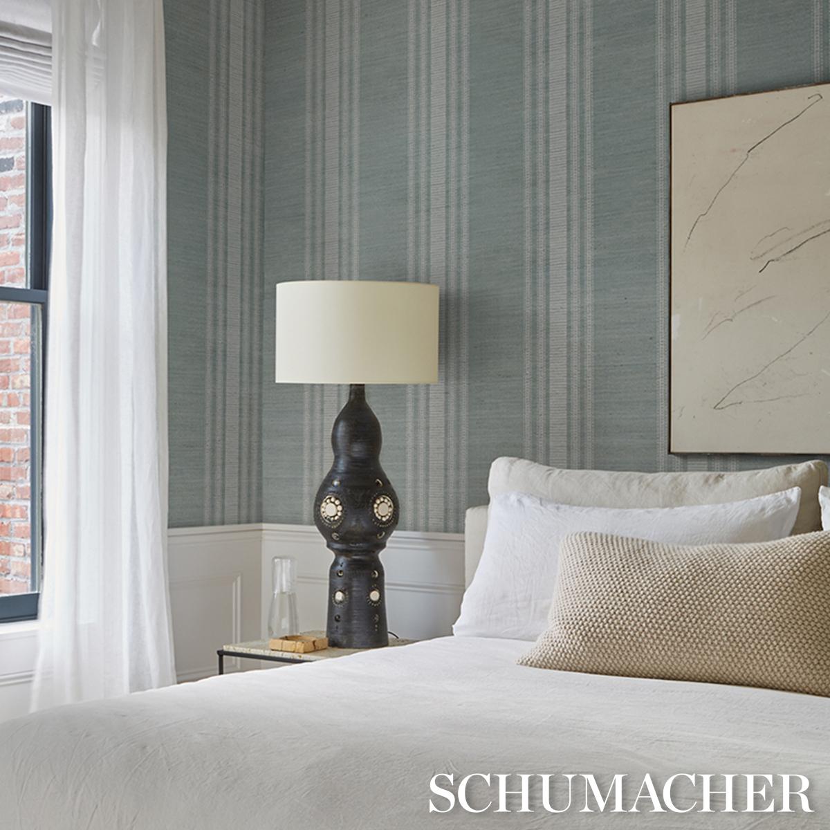 Schumacher Cassia Silk Stripe Wallcovering Sky Wallpaper