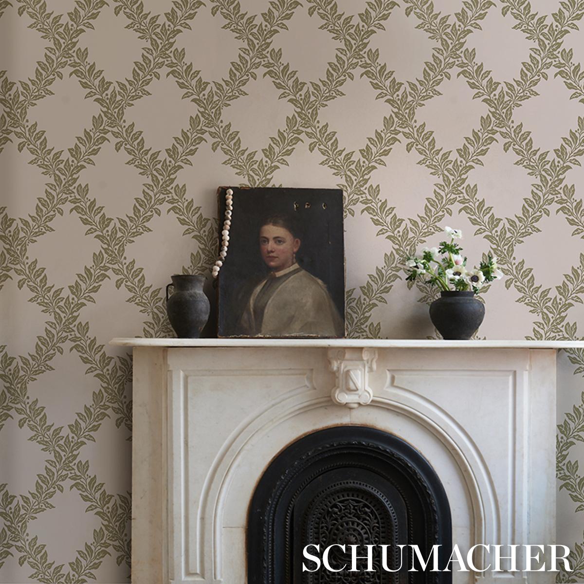 Schumacher Tyninghame Trellis Sage Wallpaper