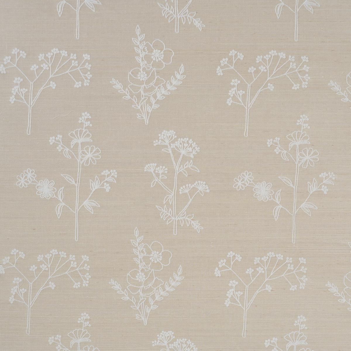 Schumacher Lisbeth Embroidered Sisal Pearl Wallpaper