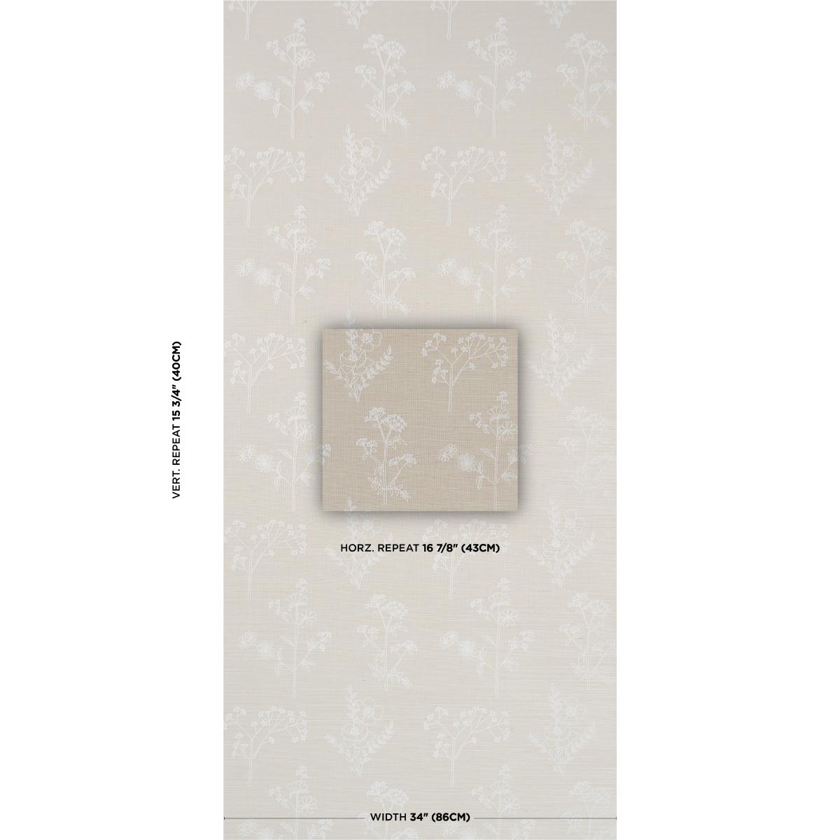 Schumacher Lisbeth Embroidered Sisal Pearl Wallpaper