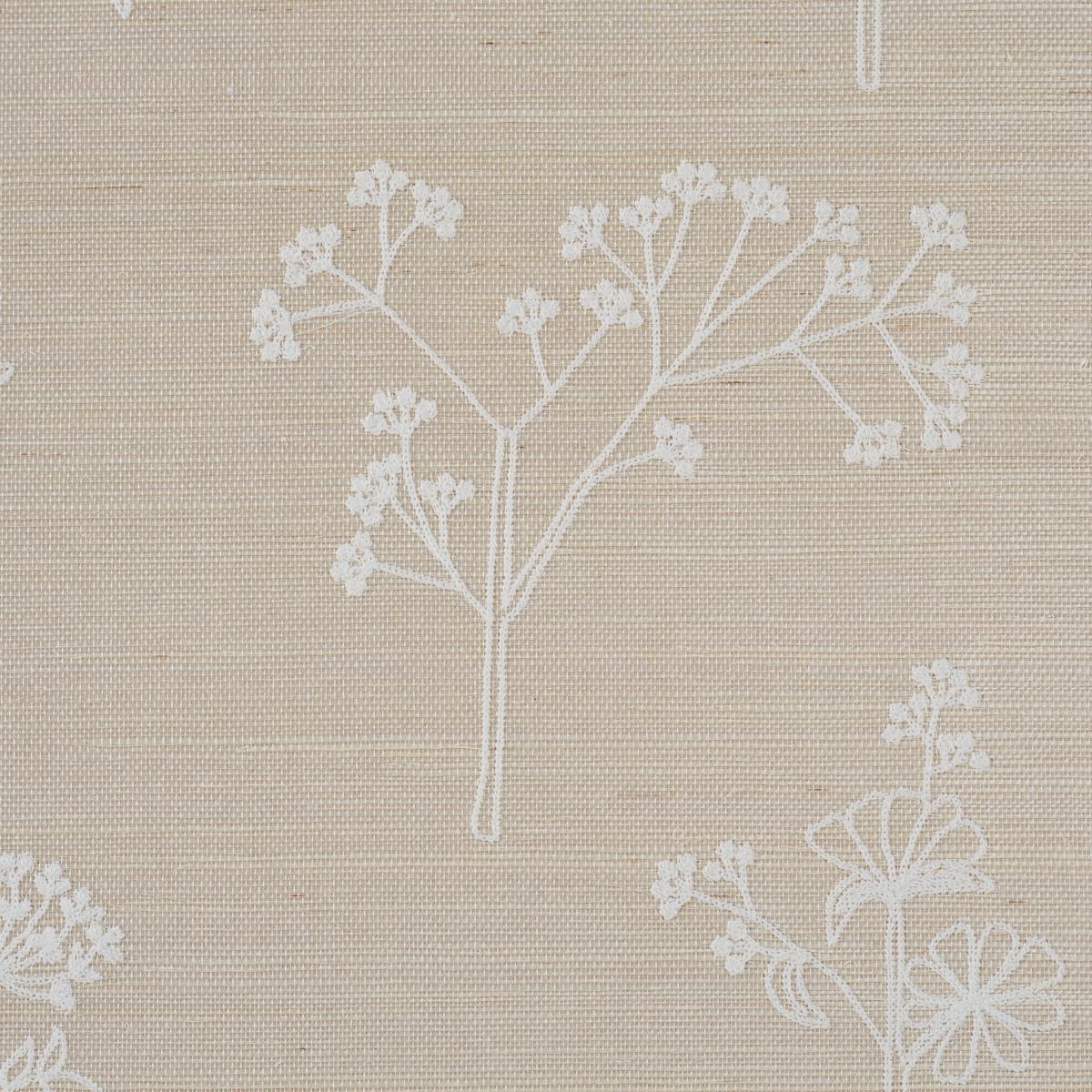 Schumacher Lisbeth Embroidered Sisal Pearl Wallpaper