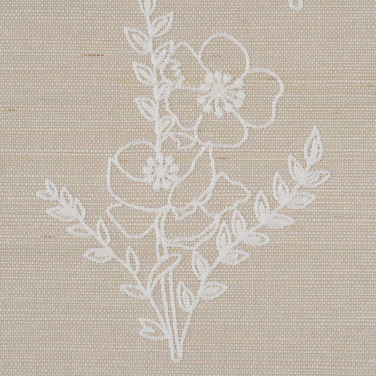 Schumacher Lisbeth Embroidered Sisal Pearl Wallpaper