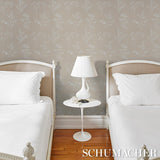 Schumacher Lisbeth Embroidered Sisal Pearl Wallpaper