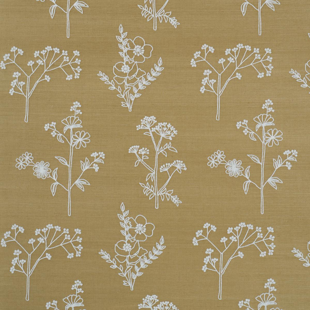 Schumacher Lisbeth Embroidered Sisal Olive Wallpaper