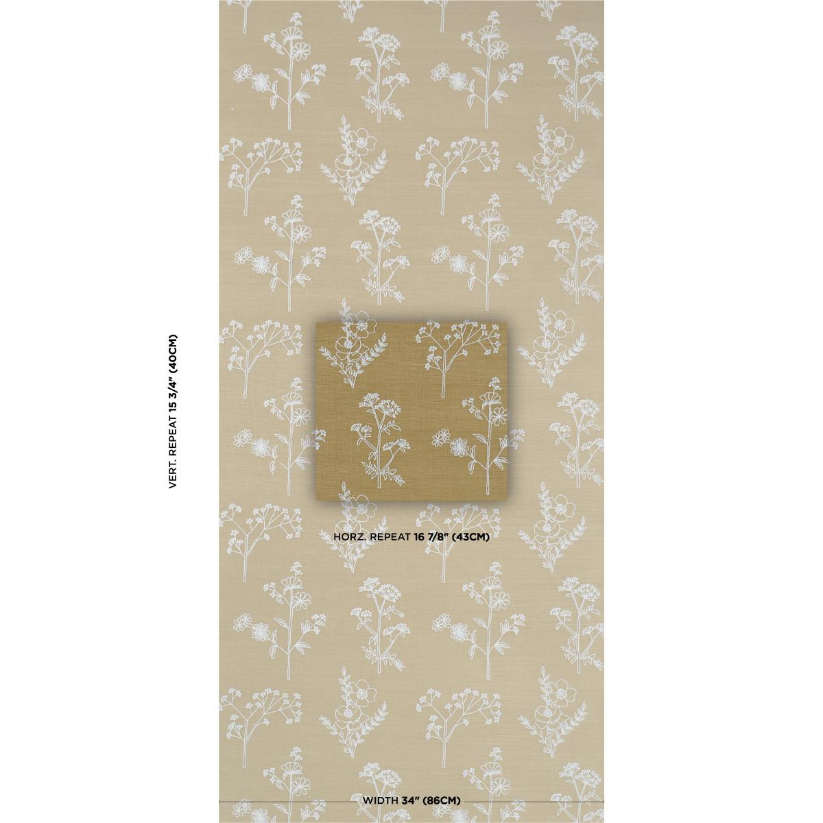 Schumacher Lisbeth Embroidered Sisal Olive Wallpaper