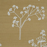 Schumacher Lisbeth Embroidered Sisal Olive Wallpaper