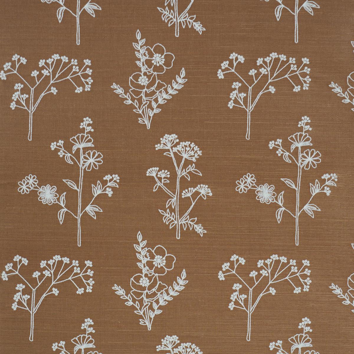 Schumacher Lisbeth Embroidered Sisal Brown Wallpaper