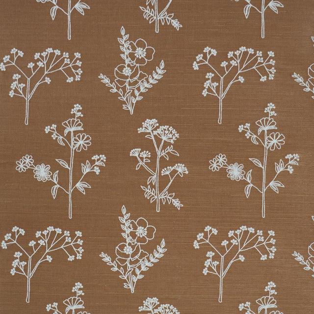 Schumacher Lisbeth Embroidered Sisal Brown Wallpaper