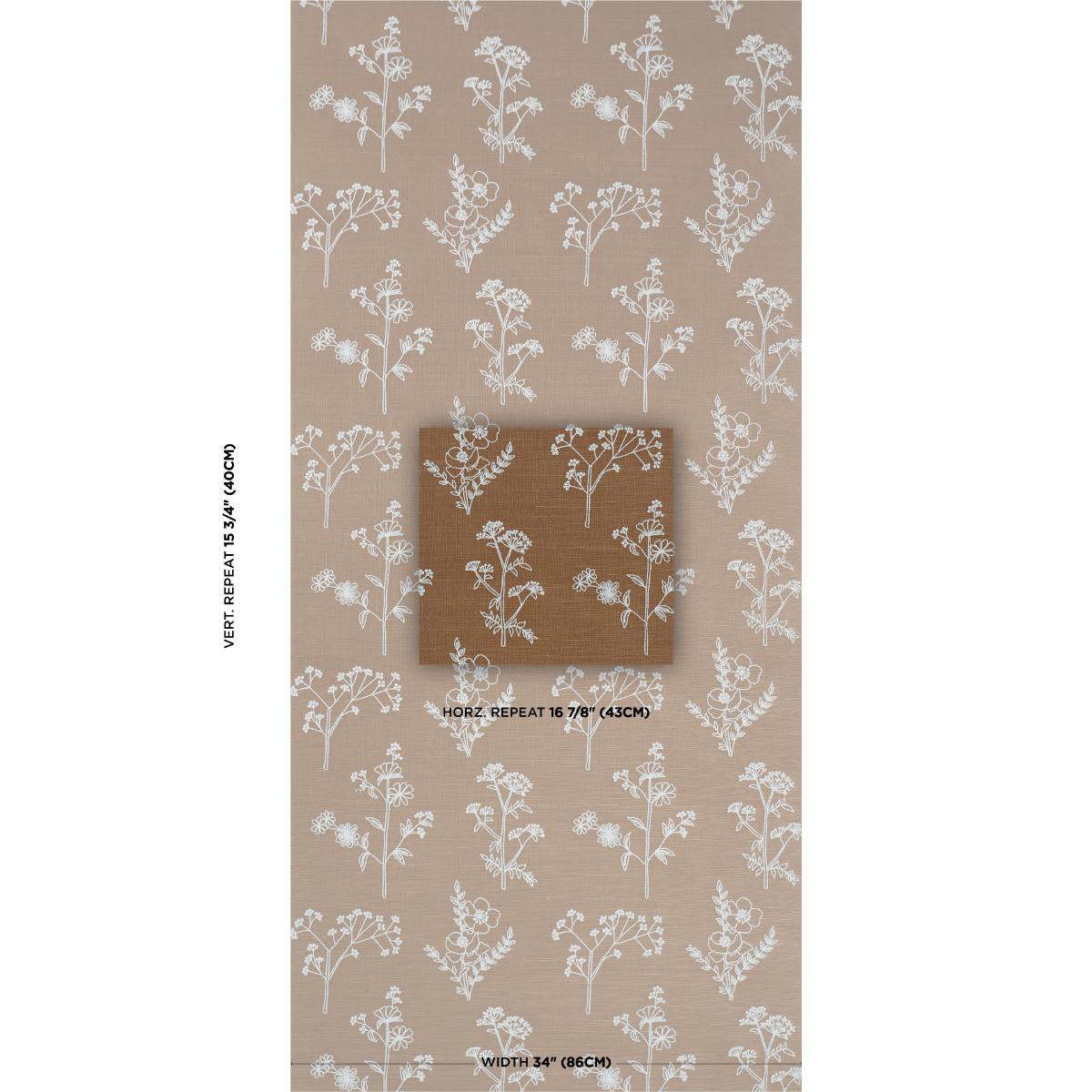 Schumacher Lisbeth Embroidered Sisal Brown Wallpaper