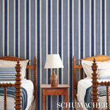 Schumacher Summerville Stripe Indigo Wallpaper