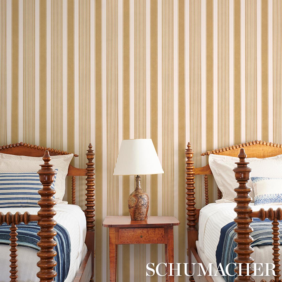 Schumacher Summerville Stripe Ochre Wallpaper
