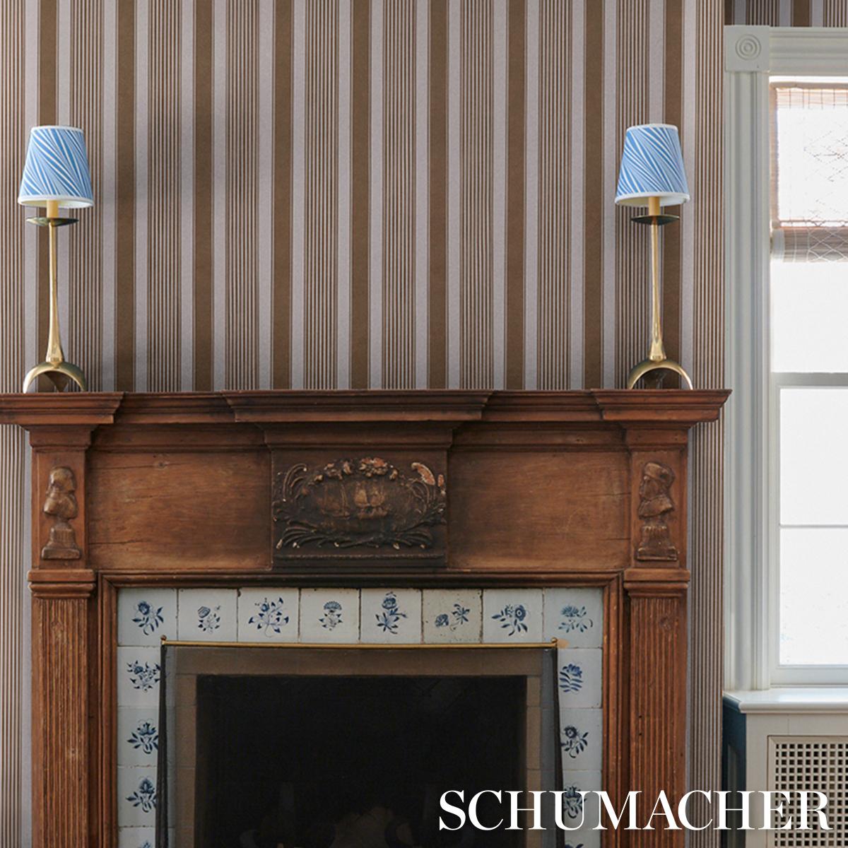 Schumacher Summerville Stripe Umber Wallpaper
