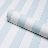 Schumacher Louise Stripe Ice Wallpaper