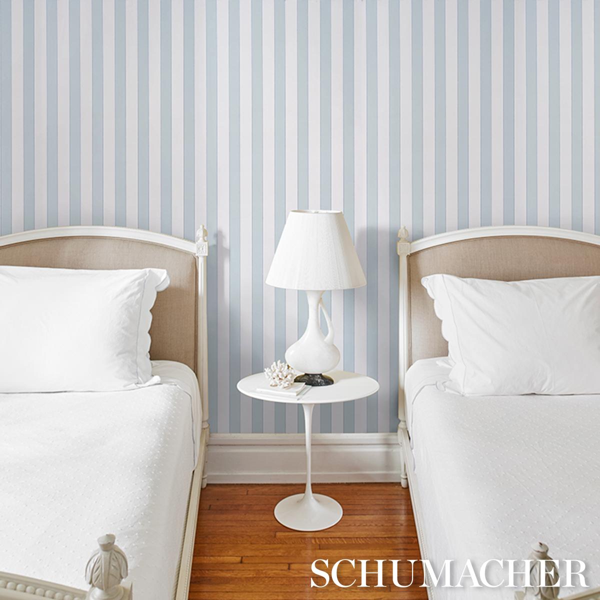 Schumacher Louise Stripe Ice Wallpaper
