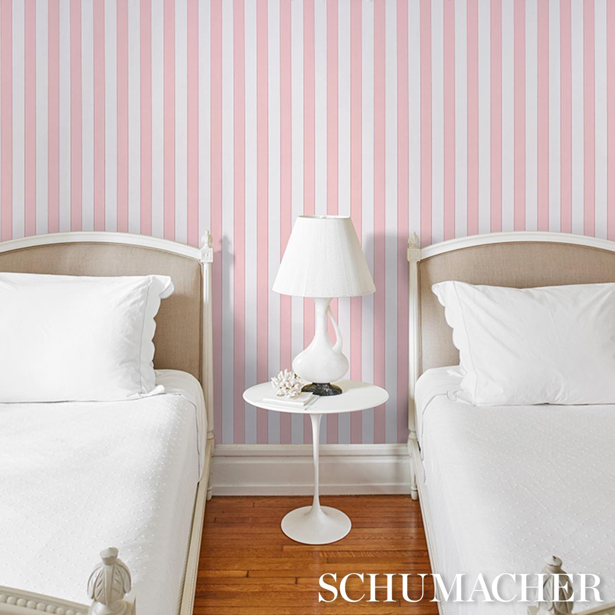 Schumacher Louise Stripe Rose Wallpaper