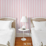 Schumacher Louise Stripe Rose Wallpaper