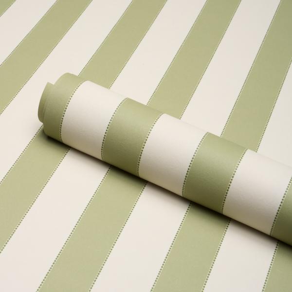 Schumacher Louise Stripe Leaf Wallpaper