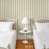 Schumacher Louise Stripe Leaf Wallpaper