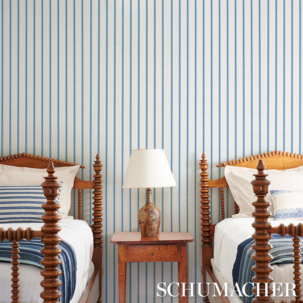 Schumacher Westerly Stripe Blue Wallpaper