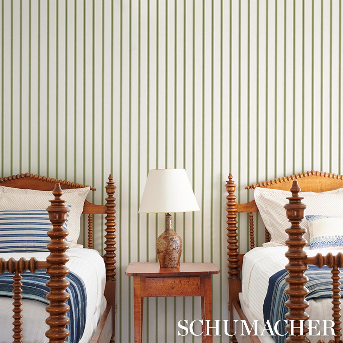 Schumacher Westerly Stripe Moss Wallpaper