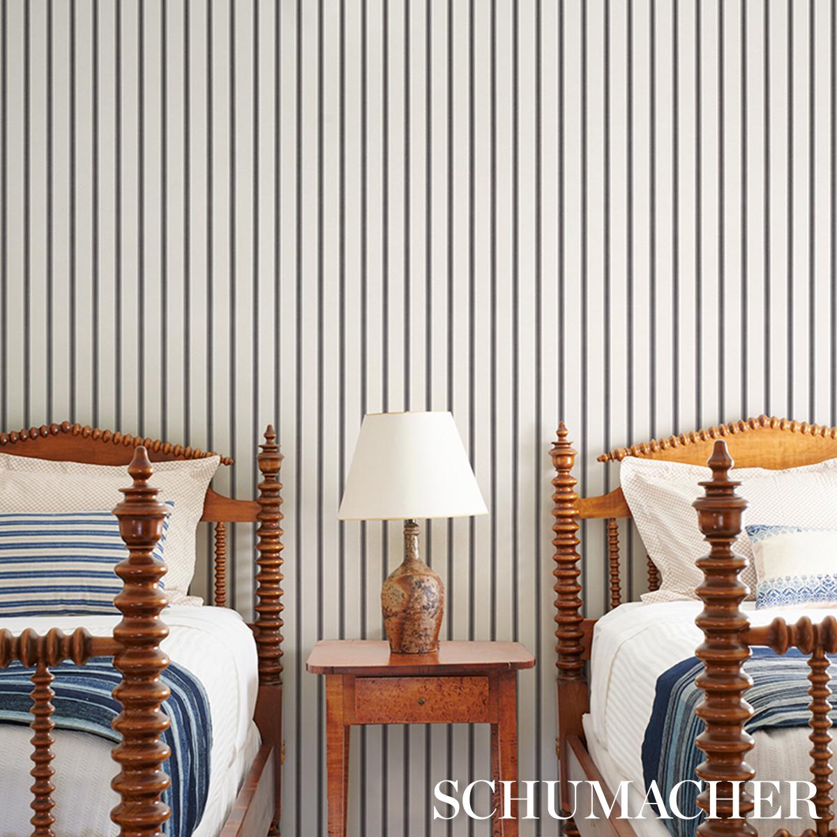 Schumacher Westerly Stripe Charcoal Wallpaper