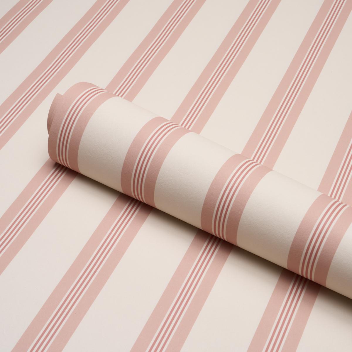 Schumacher Chatham Stripe Rose Wallpaper