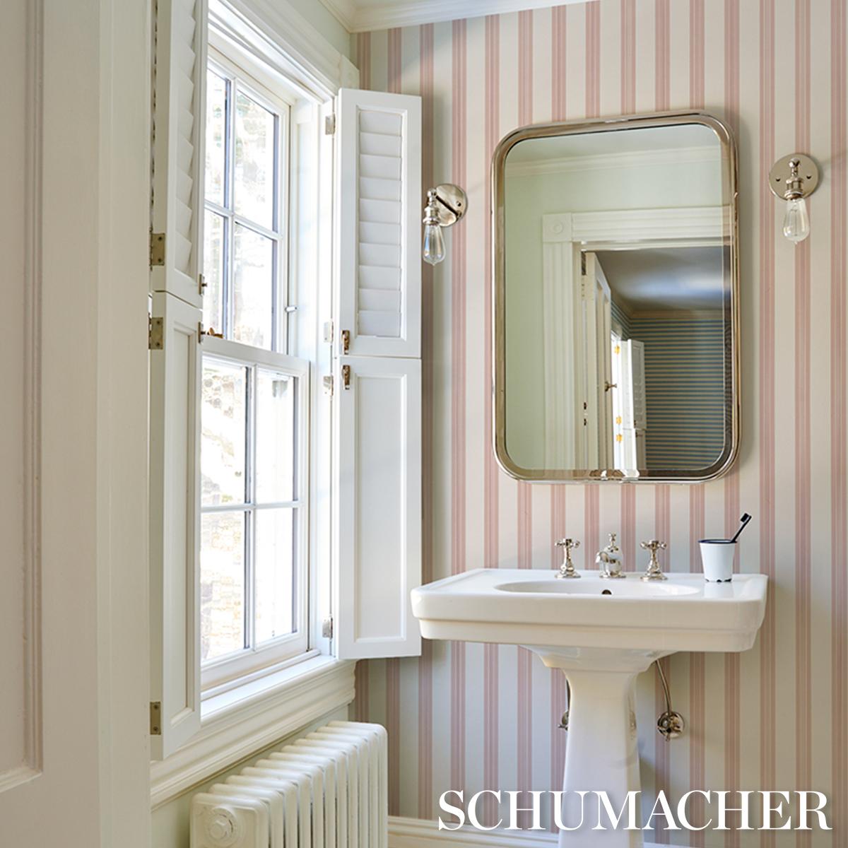 Schumacher Chatham Stripe Rose Wallpaper