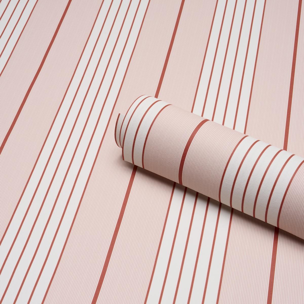 Schumacher Audrey Stripe Pink Wallpaper