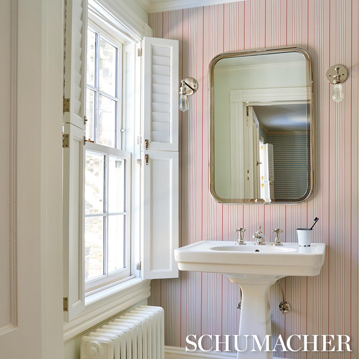 Schumacher Audrey Stripe Pink Wallpaper