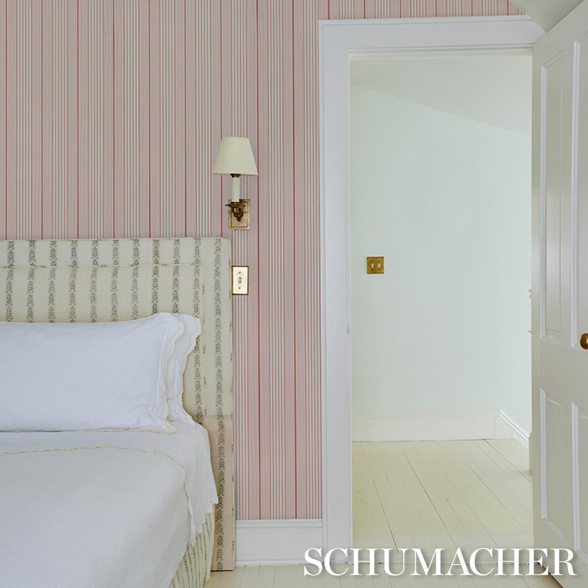 Schumacher Audrey Stripe Pink Wallpaper
