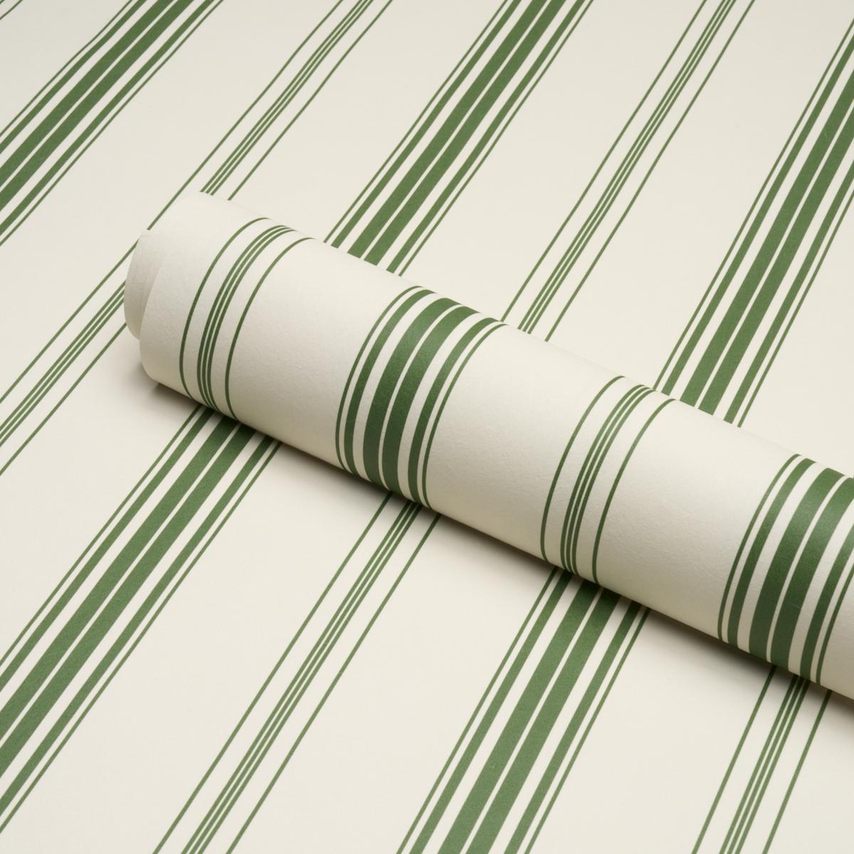 Schumacher Coco Stripe Green Wallpaper
