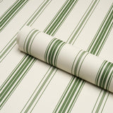 Schumacher Coco Stripe Green Wallpaper