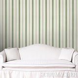 Schumacher Coco Stripe Green Wallpaper