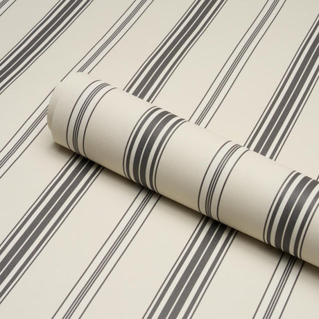 Schumacher Coco Stripe Graphite Wallpaper