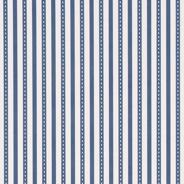 Schumacher Mathis Ticking Stripe Indigo Wallpaper