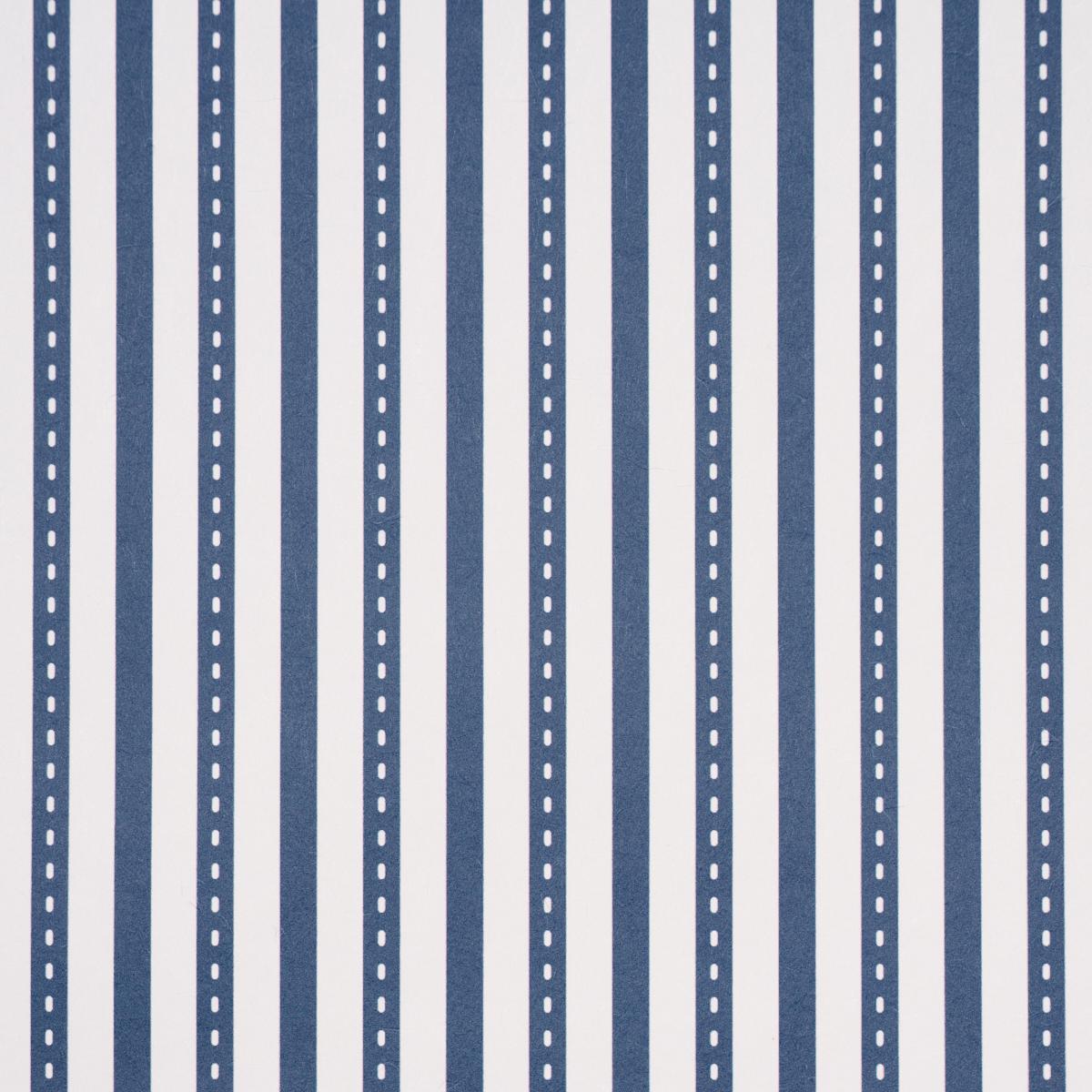Schumacher Mathis Ticking Stripe Indigo Wallpaper