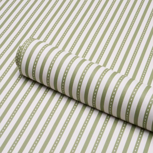 Schumacher Mathis Ticking Stripe Leaf Wallpaper