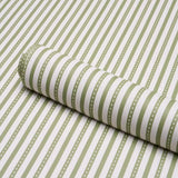 Schumacher Mathis Ticking Stripe Leaf Wallpaper