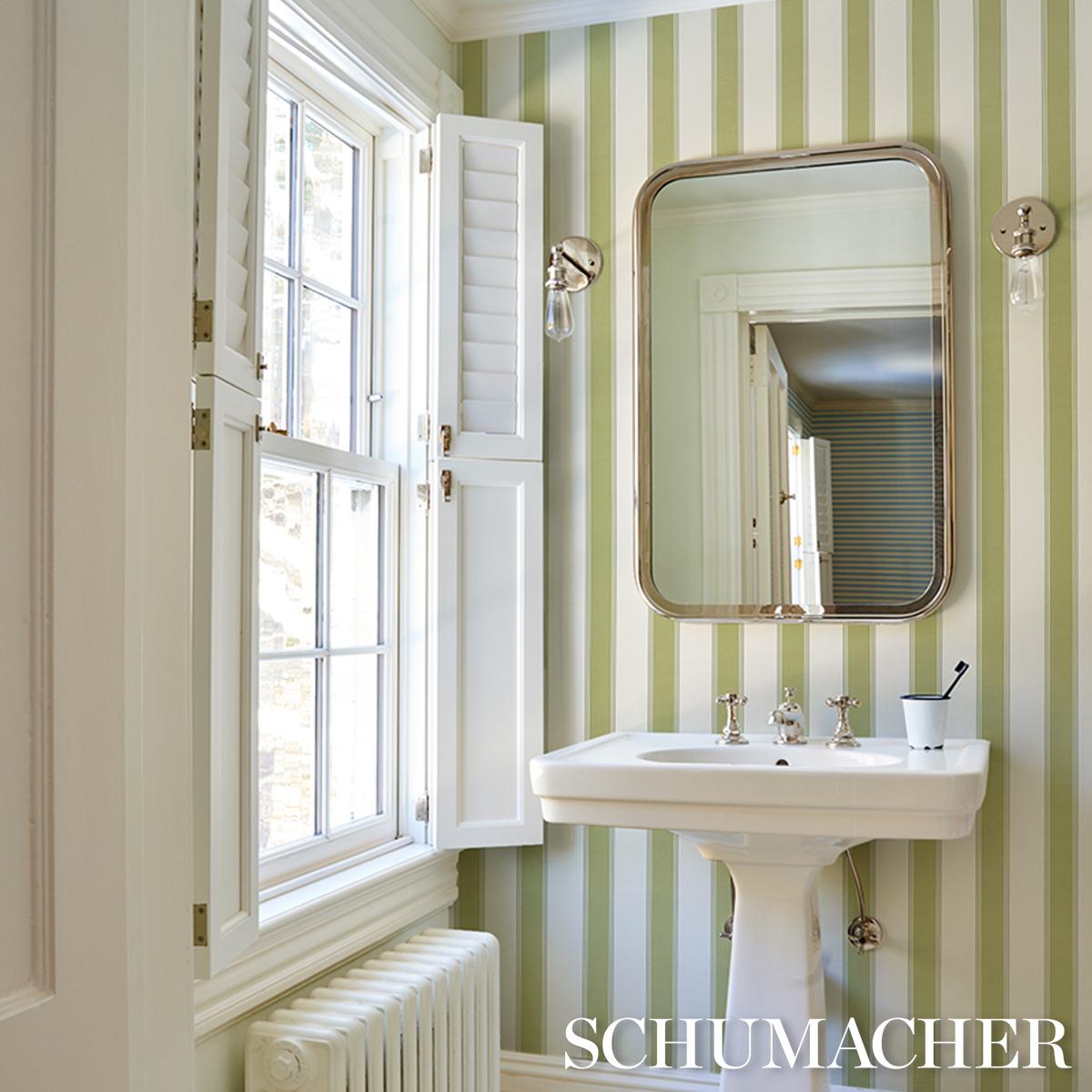Schumacher Rafe Stripe Leaf Wallpaper