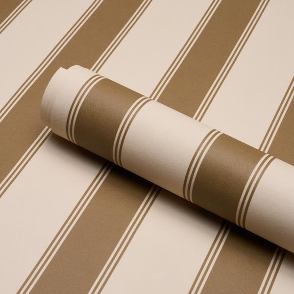 Schumacher Rafe Stripe Chocolate Wallpaper