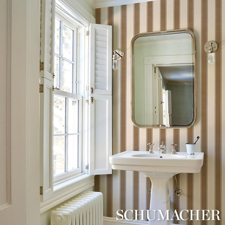 Schumacher Rafe Stripe Chocolate Wallpaper